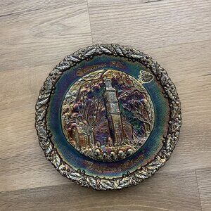 Fenton Amethyst Carnival Glass Christmas In America 8" Plate 1975 #6 in Series!